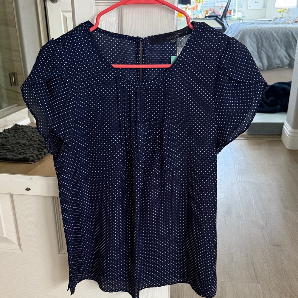 Navy Polka Dot Women's Top